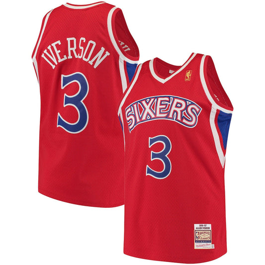 Allen Iverson Red Philadelphia 76Ers Hardwood Classics Jersey | Stitched Jersey RTJS 11884